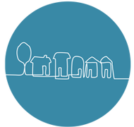 Blue houses icon