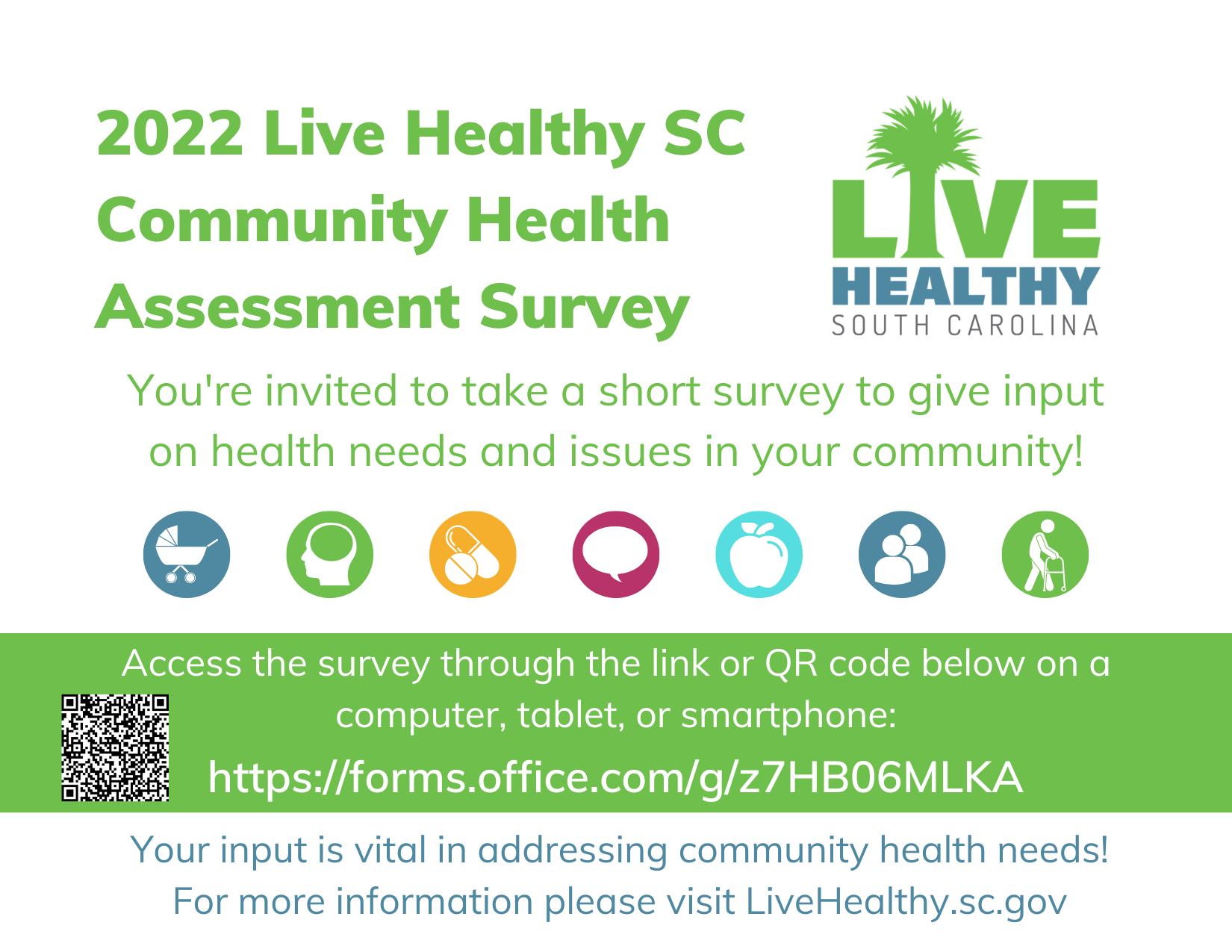 Live Healthy Postcard about Community Health Assessment Survey.