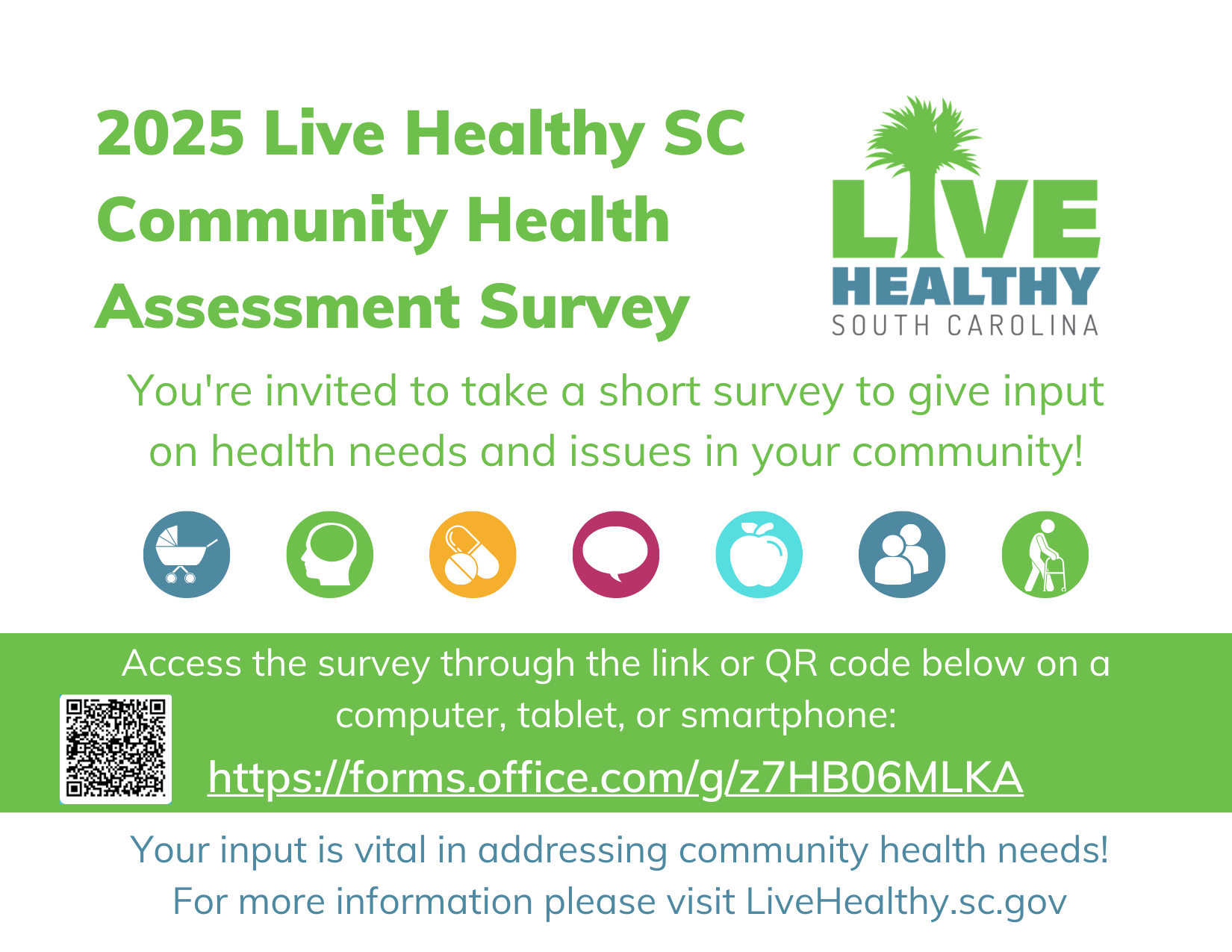Image displaying the Community Health Needs Assessment Survey link.