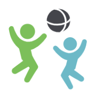 Icon of 2 children playing with a ball